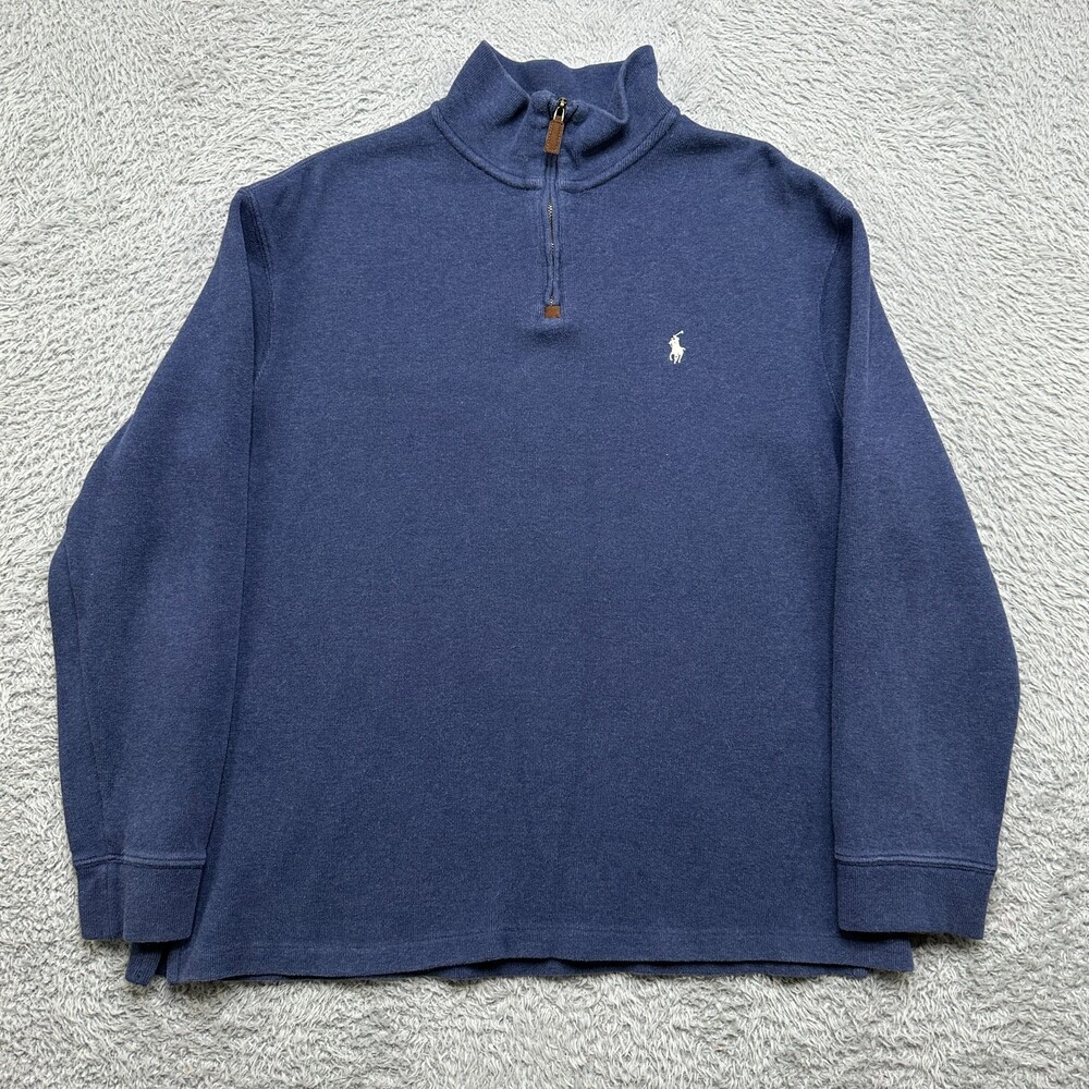 Polo Ralph Lauren 1/4 Zip Pullover Mens XL Blue Sweatshirt Pony Long Sleeve